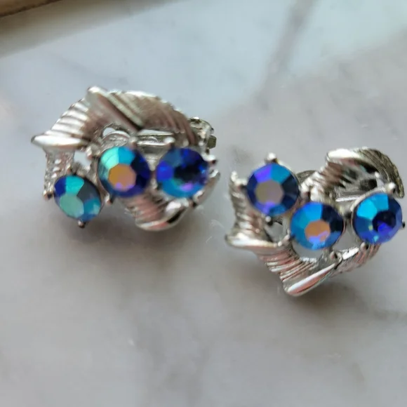 Contemporary Clip-On Earrings ~ 4pr ~ Rhinestones ~ Craft ~ Re-purpose ~ Upcycle - Picture 10 of 16